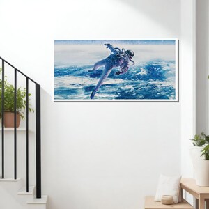 Purple Space Astronaut Wall Art – Cosmic Galaxy Poster – Sci‑Fi Digital Print&quot;