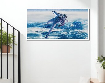Purple Space Astronaut Wall Art – Cosmic Galaxy Poster – Sci‑Fi Digital Print"