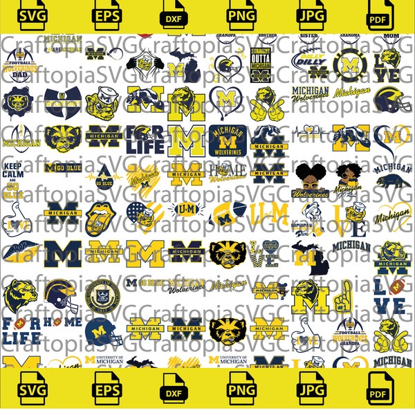 Michigan SVG Bundle, Wolverines Pack Football, SVG Bundle, Cricut, Printable, University, College, Basketball, Svg Png Pdf, Download