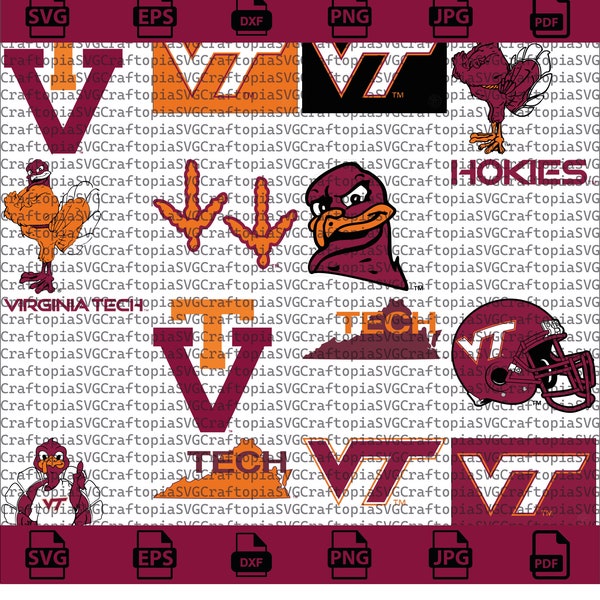 Virginia Tech SVG Bundle, Hokies Pack Football, SVG Bundle, Cricut, Printable, University, College, Basketball, Svg Png Pdf, Download