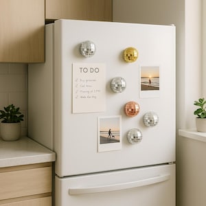 Disco Ball Magnets: Retro Boho Mirror Decor, Fridge Magnets,