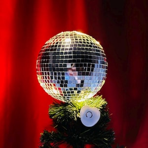 Handmade Disco Ball Christmas Tree Topper: LED Mirror Ornament,