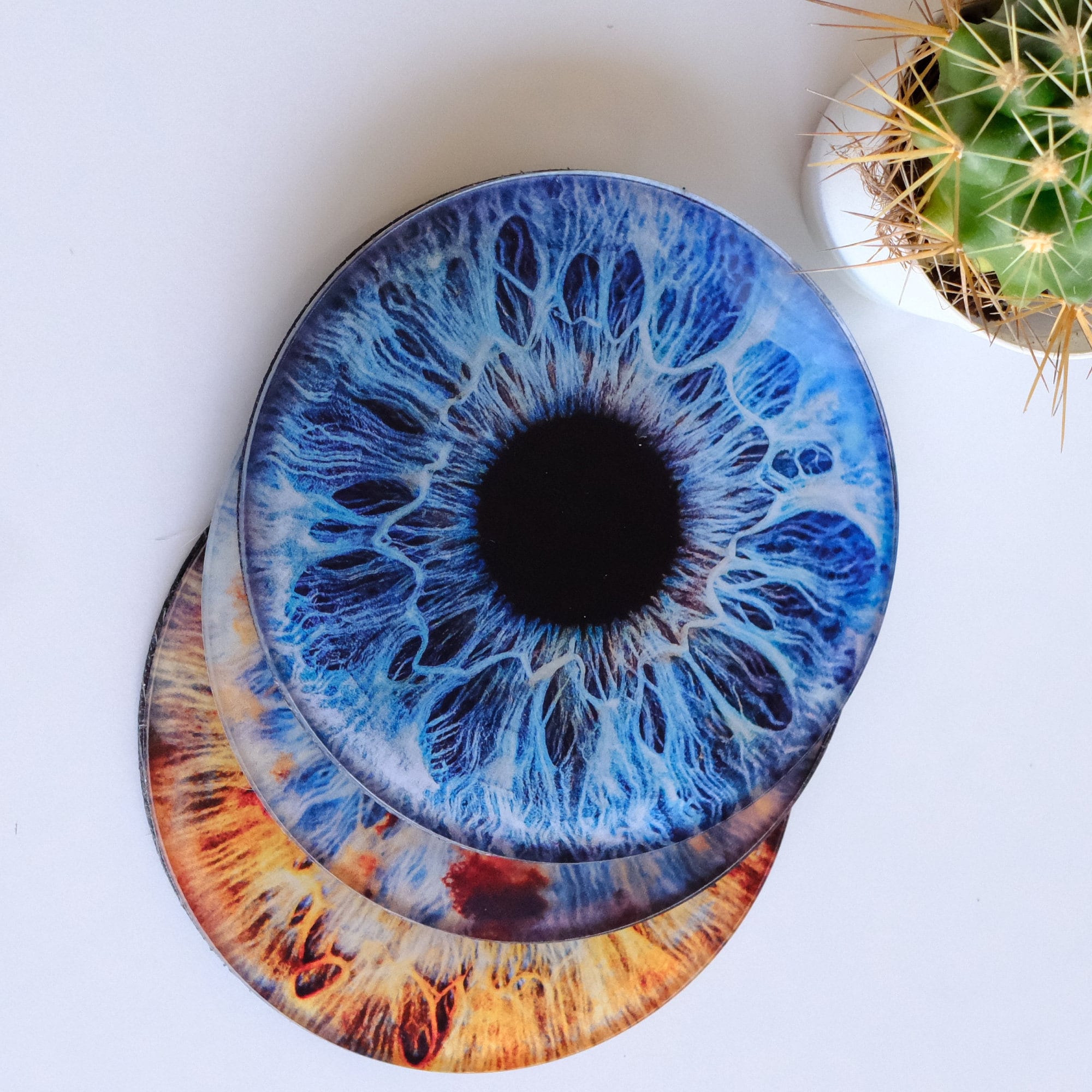 Eyes Print Coaster Set of Three: Plexi Art, Non-slip Base, - Etsy