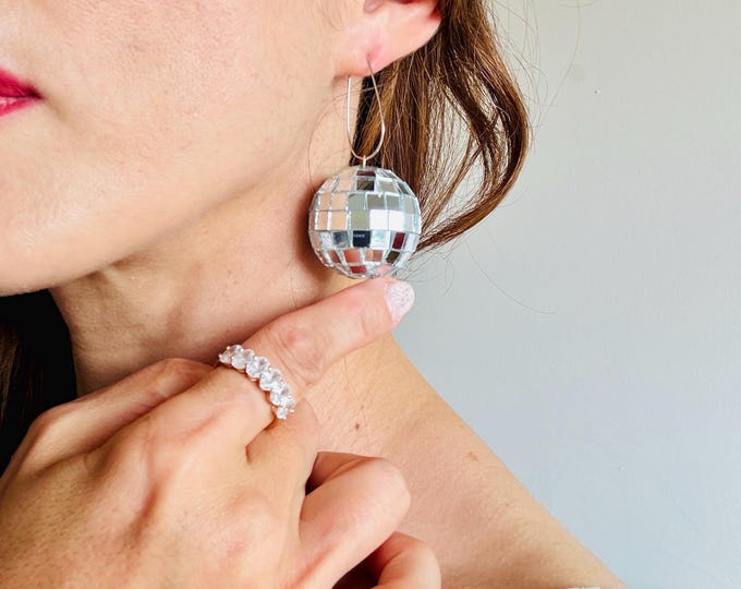 Disco Ball Earrings: Handmade Mirror Statement Jewelry for Raves,