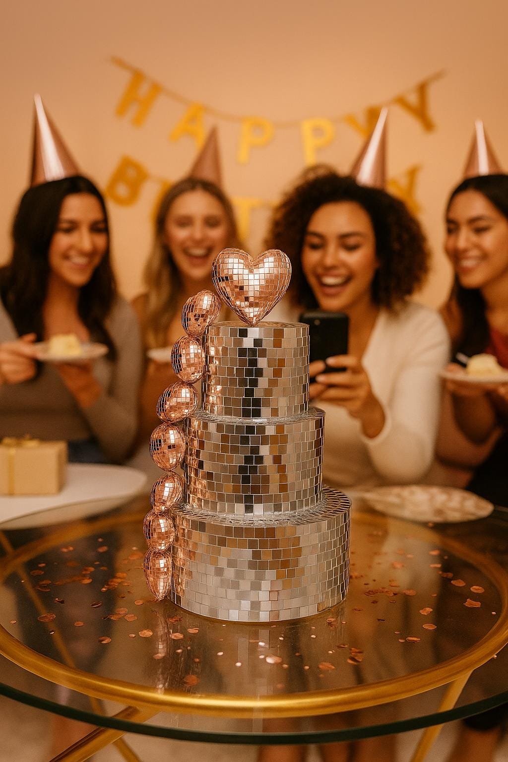 Glittering Disco Ball Wedding Cake Topper