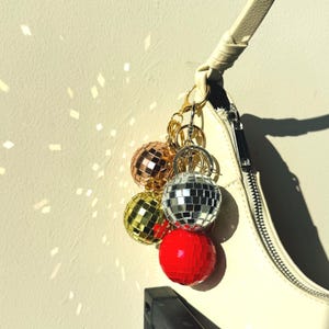 Disco Ball Keychain: Real Mirror Purse Charm, Retro Bag Accessory,