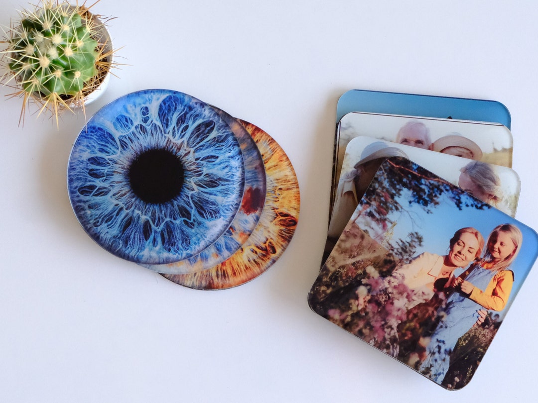 Eyes Print Coaster Set of Three: Plexi Art, Non-slip Base, - Etsy