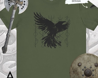 Raven Runes Viking Tee | Norse Warrior Symbol Shirt