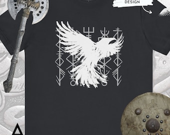 Raven Runes Viking T-Shirt: Norse Mythology Graphic Tee