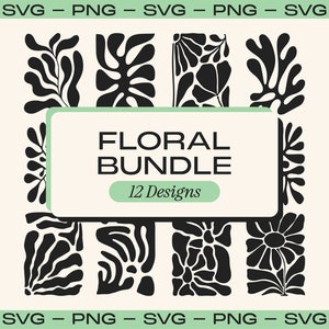 Abstract Flower SVG Bundle, Botanical Svg, Svg Files, Floral Svg, Leaves Svg, Modern Art Svg, Svg Files for Cricut, Boho SVG, Commercial Use