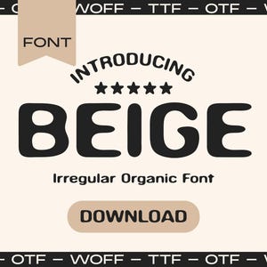 Beige Handwritten Font, Cricut Fonts, Cute Font, Procreate Fonts, Fonts for Cricut, Tall Font, Bold Font, Block Font, Cute Font