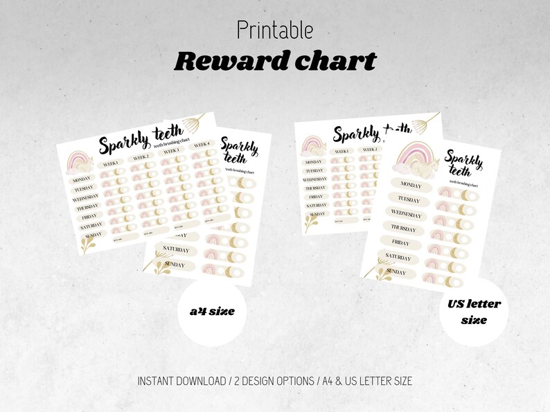 Rainbow Unicorn Brushing Teeth Chart, Brush Your Teeth Morning and