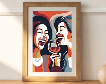 joyful cheers wine abstract print | digital downloadable | wall art trendy decor | bar cart decor | wall decor | bar cart accessories
