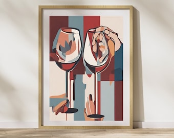 wine glasses abstract print | digital downloadable | wall art trendy decor | bar cart decor | wall decor | bar cart accessories