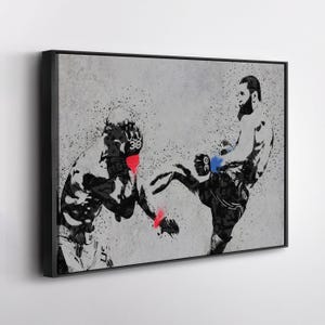 Khamzat Chimaev vs. Kamaru Usman - Abstract MMA Canvas Wall Art Print Poster - Framed Home Decor - Perfect Man Cave Gift
