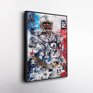 Tom Brady New England Patriots Pop Art Canvas – Vibrant NFL Wall Print, Football Gift, Home, Office, or Man Cave Decor
