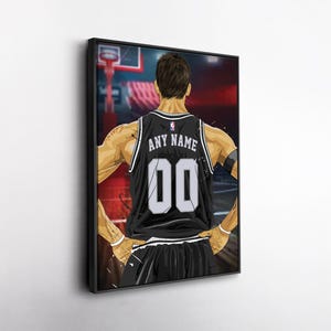 San Antonio Spurs Jersey Personalized Jersey NBA Custom Name and Number Canvas Wall Art Home Decor Framed Poster Man Cave Gift