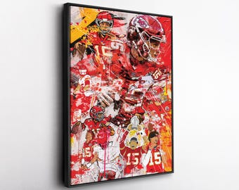 Patrick Mahomes Kansas City Chiefs Pop Art Canvas – Vibrant NFL Wall Print, Football Gift, Home, Office, or Man Cave Decor