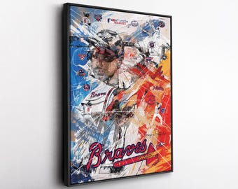 Lienzo pop art de Freddie Freeman de los Atlanta Braves: vibrante impresión de pared de la MLB, regalo de béisbol, decoración deportiva para el hogar, la oficina o la cueva del hombre.