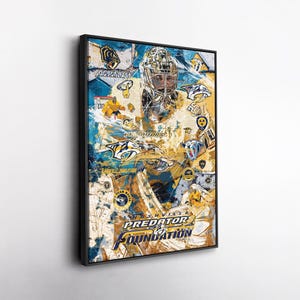 Juuse Saros Nashville Predators Pop Art Canvas – Vibrant NHL Wall Print, Hockey Gift, Home, Office, or Man Cave Decor