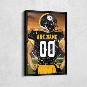 Pittsburgh Steelers Jersey Personalized Jersey NFL Custom Name and Number Canvas Wall Art Home Decor Framed Poster Man Cave Gift