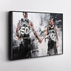 Tim Duncan David Robinson Poster San Antonio Spurs NBA Abstract Painting Canvas Wall Art Home Decor Print Framed Poster Man Cave Gift