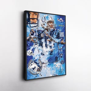 Peyton Manning Indianapolis Colts Pop Art Canvas – Vibrant NFL Wall Print, Football Gift, Home, Office, or Man Cave Decor