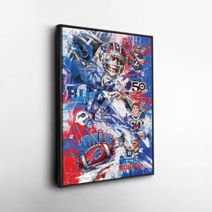 Jim Kelly Buffalo Bills Pop Art Canvas – Vibrant NFL Wall Print, Football Gift, Home, Office, or Man Cave Decor