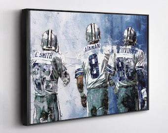 Troy Aikman Emmit Smith Michael Irvin Poster Dallas Cowboys Abstract Painting Canvas Wall Art Home Decor Print Framed Poster Man Cave Gift