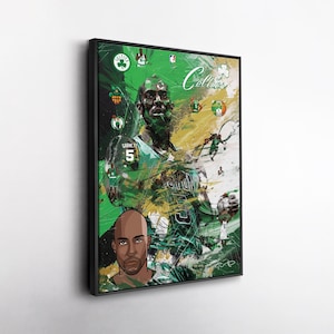 Kevin Garnett Boston Celtics Pop Art Canvas – Vibrant NBA Wall Print, Basketball Gift, Sports Decor for Home, Office, or Man Cave