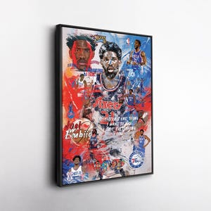 Joel Embiid Philadelphia 76ers Pop Art Canvas – Vibrant NBA Wall Print, Basketball Gift, Sports Decor for Home, Office, or Man Cave