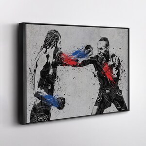 Kamaru Usman vs. Jorge Masvidal - Abstract MMA Canvas Wall Art Print Poster - Framed Home Decor - Perfect Man Cave Gift