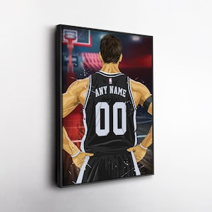 Brooklyn Nets Jersey Personalized Jersey NBA Custom Name and Number Canvas Wall Art Home Decor Framed Poster Man Cave Gift