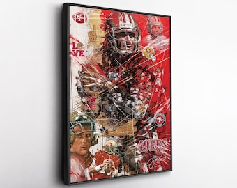 Joe Montana San Francisco 49ers Pop Art Canvas – Vibrant NFL Wall Print, Football Gift, Home, Office, or Man Cave Decor