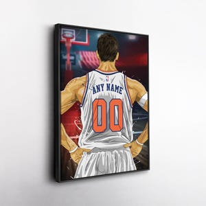 New York Knicks Jersey Personalized Jersey NBA Custom Name and Number Canvas Wall Art Home Decor Framed Poster Man Cave Gift