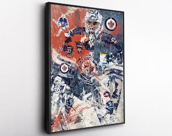 Connor Hellebuyck Winnipeg Jets Pop Art Canvas – Vibrant NHL Wall Print, Hockey Gift, Home, Office, or Man Cave Decor