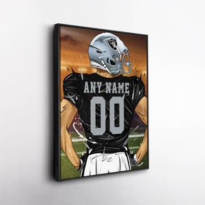 Las Vegas Raiders Jersey Personalized Jersey NFL Custom Name and Number Canvas Wall Art Home Decor Framed Poster Man Cave Gift