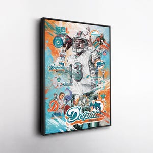 Dan Marino Miami Dolphins Pop Art Canvas – Vibrant NFL Wall Print, Football Gift, Home, Office, or Man Cave Decor