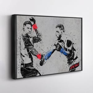 Justin Gaethje vs. Dustin Poirier - Abstract MMA Canvas Wall Art Print Poster - Framed Home Decor - Perfect Man Cave Gift