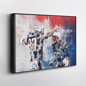 Tom Brady Rob Gronkowski Poster New England Patriots NFL Abstract Painting Canvas Wall Art Home Decor Print Framed Poster Man Cave Gift