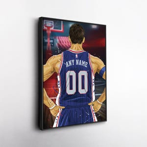 Philadelphia 76ers Jersey Personalized Jersey NBA Custom Name and Number Canvas Wall Art Home Decor Framed Poster Man Cave Gift