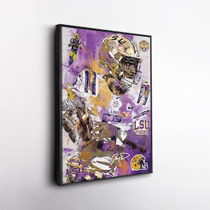 Jayden Daniels LSU Tigers Pop Art Canvas – Vibrant College Football Wall Print, Gift for Home, Office, Dorm, or Man Cave Decor