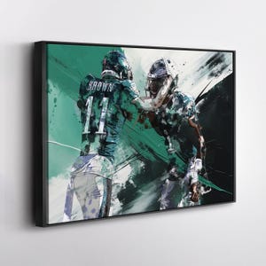 A.J. Brown Jalen Hurts Poster Philadelphia Eagles NFL Abstract Painting Canvas Wall Art Home Decor Print Framed Poster Man Cave Gift