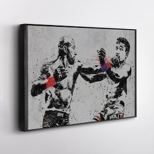 Alexander Volkanovski vs. Max Holloway - Abstract MMA Canvas Wall Art Print Poster - Framed Home Decor - Perfect Man Cave Gift