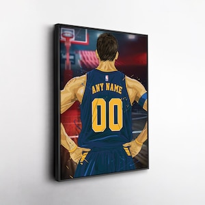 Indiana Pacers Jersey Personalized Jersey NBA Custom Name and Number Canvas Wall Art Home Decor Framed Poster Man Cave Gift