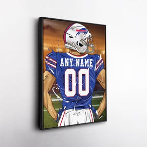 Buffalo Bills Jersey Personalized Jersey NFL Custom Name and Number Canvas Wall Art Home Decor Framed Poster Man Cave Gift