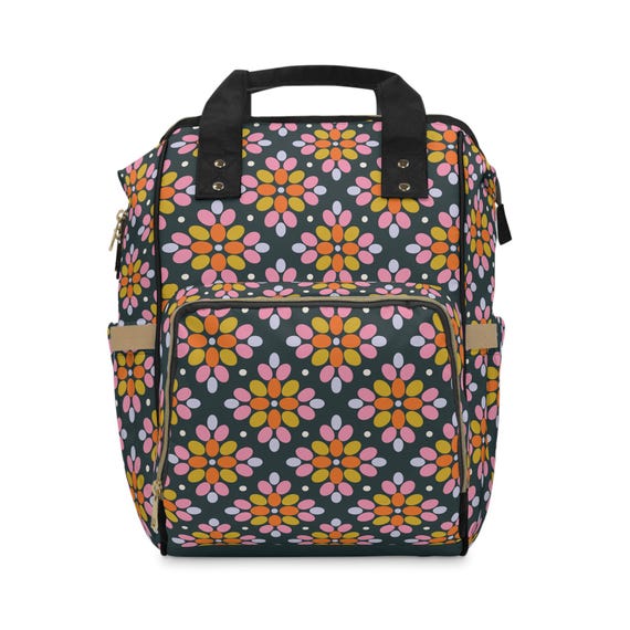 Colorful Retro Geometric Pattern - Travel Backpack Diaper  GEOMETRIC TRAVEL/DIAPER BAG main image 0