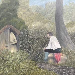 The Bee Friend original by Hans Thoma 24x24 oil painting reproduction by Sarah Carr