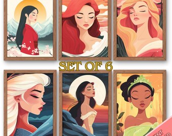 Princess Art Prints, Fairy Tale Wall Decor (Digital Download)