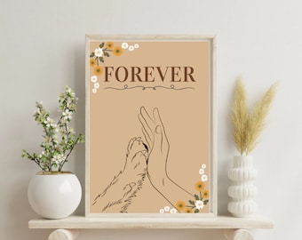 Forever Dog art - Forever Poster aan de muur - Dog&Friend poster - Bestfriends poster - Labradoodle art poster - Friends Forever Poster